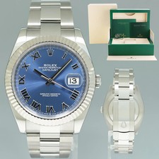 2024 MINT Rolex 126334 DateJust 41 Blue Roman Oyster Fluted Watch Box