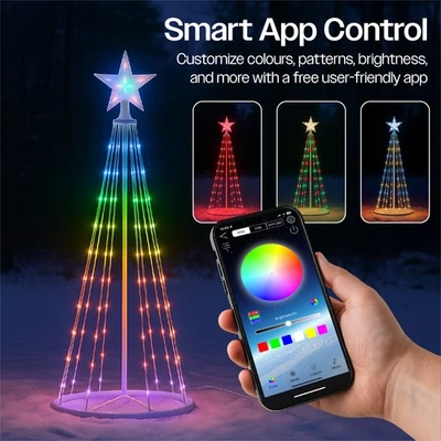 ELECTROVISION 3D RGB Bluetooth Smart Christmas Tree with Star Top, Remote & Free App