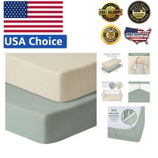 Cozy Microfiber Baby Crib Sheets Set - 2 Fitted 52x28in Sheets in Chic Colors