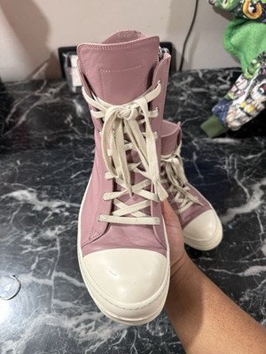 Rick Owens Leather Mainline Ramones High Sneaker Pink Size 10 US