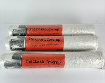 3 NOS Vintage classic Coverup Paintable Textured Wallpaper Tin Ceiling England