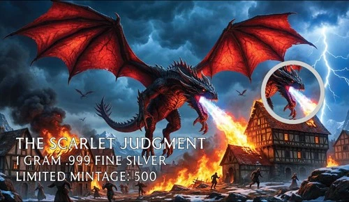 Hayleybug Mint The Scarlet Judgement Dragon 1 Gram .999 Silver round