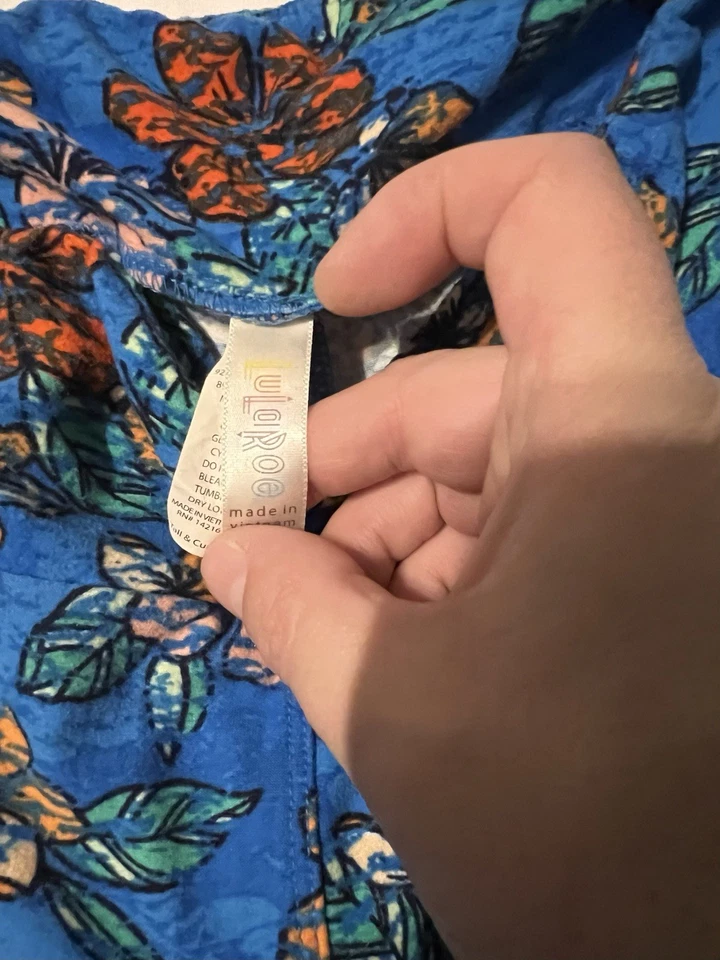 Leggings femininas LuLaRoe TC alta azul curvilínea floral - Imagem 4 de 4