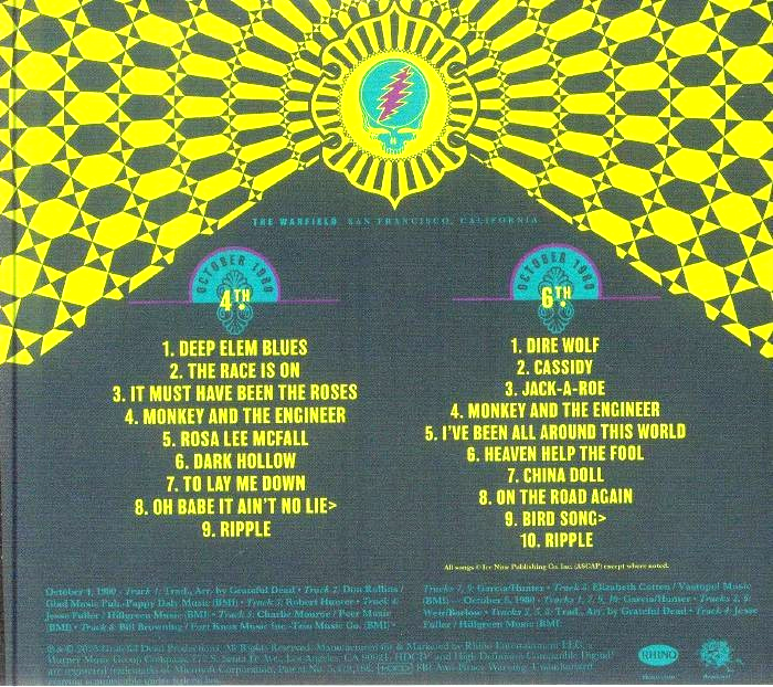 GRATEFUL DEAD The Warfield San Francisco CA Oct 4, 6 1980 2 CDs