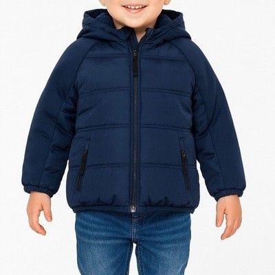 NWT Avalanche Quilted Puffer Coat Kids 3T Navy Blue Hooded Insulated Winter