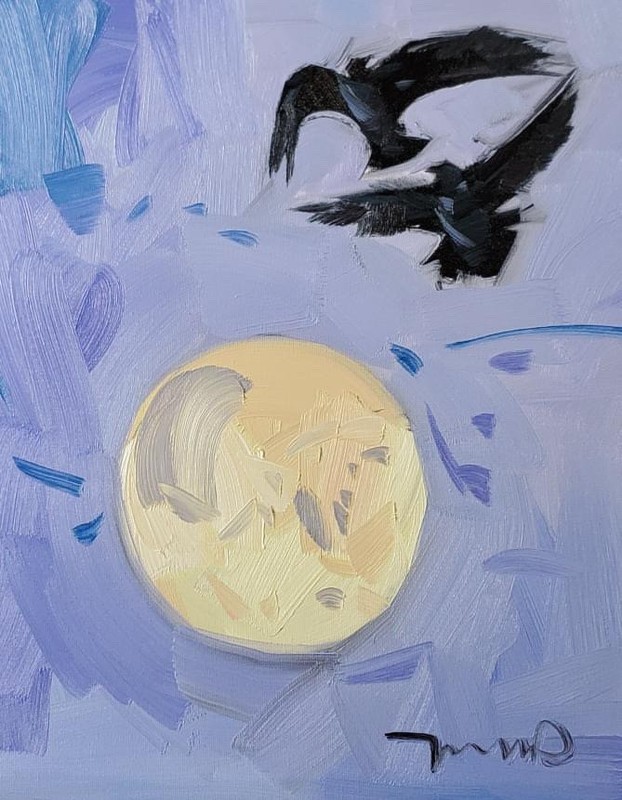 Black Birds Moonlite Flying Art PRINT of Oil Painting by Jose TRUJILLO 16x20