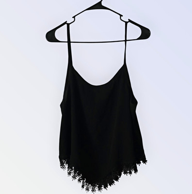 ToTo Collection Women s Black Lace Trim Camisole Tank Top Spaghetti Strap XL