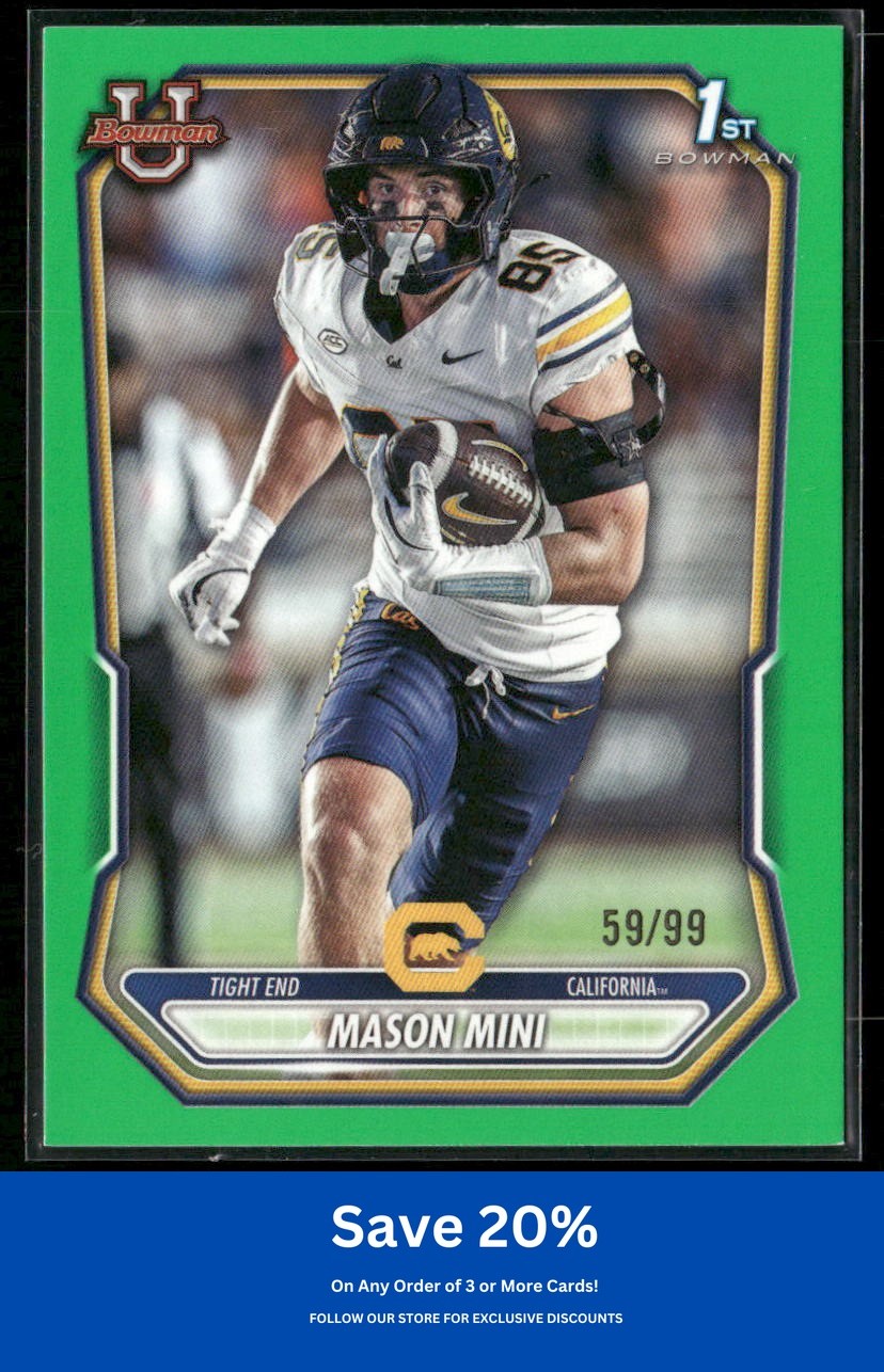 Mason Mini 2026 Bowman #BPP-30 Prospects Green #/99 California Golden Bears BD8