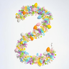 13 Ft Easter Egg Garland with 20 LED Lights,Pastel Easter Tinsel Garland with Eg