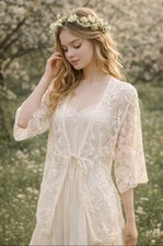 NWT Ivory Lace Cardigan Kimono Size Small Cottagecore Fairy Ethereal Coachella
