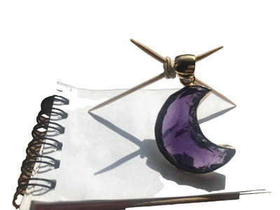 Crescent moon purple glass pendant in Alchemia