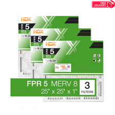 25 x 25 x 1 Standard Pleated Air Filter FPR 5, 3-Pack, Air Filters Replacement