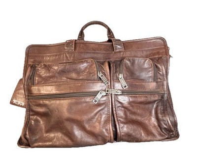Vintage Tumi Alpha Leather Laptop Briefcase Brown Distressed 17 Inch