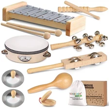 LOOIKOOS Toddler Musical Instruments, Eco Friendly Music Set for Kids Prescho...