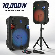 Bluetooth Speaker System 12 Inch Subwoofer with Stand Includes Mic/Guitar Input
