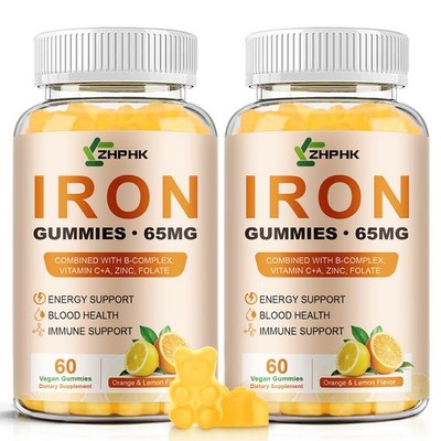 Iron Gummies Vitamin Supplement 65mg & Vitamin C 250mg per Serving with B6 B1...