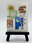 Original ACEO Watercolor Ink Floral Leaves Shapes Unique Bright Colors Signed — photo 2