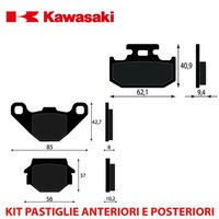 Satz BremsbelÄGe Vorne UND Hinten Kawasaki KMX 250 1989