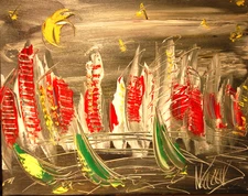 GRAY CITY  MODERN PAINTING  IMPRESSIONIST CANVAS ORIGINAL NFEO0