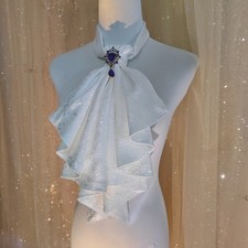 Victorian Jacquard Ruffle Jabot Bow Tie Edwardian court Halloween Neck Collar