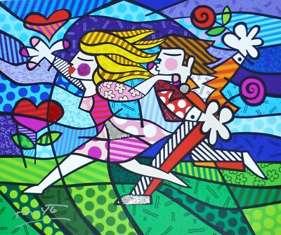 Romero Britto Dreaming 2021 Handsigniert 9/150 Leinen Brazilian Artist Pop Art