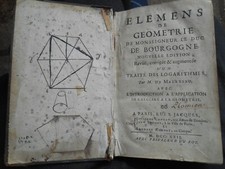 Livre ancien 1722 elemens de géometrie duc de bourgogne malezieu algèbre