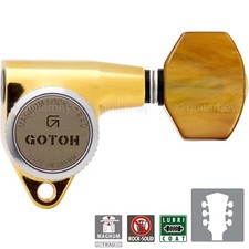NEW Gotoh SG301-P8 MGT L3 R3 LOCKING Tuners w/ Small AMBER Buttons 3x3 - GOLD