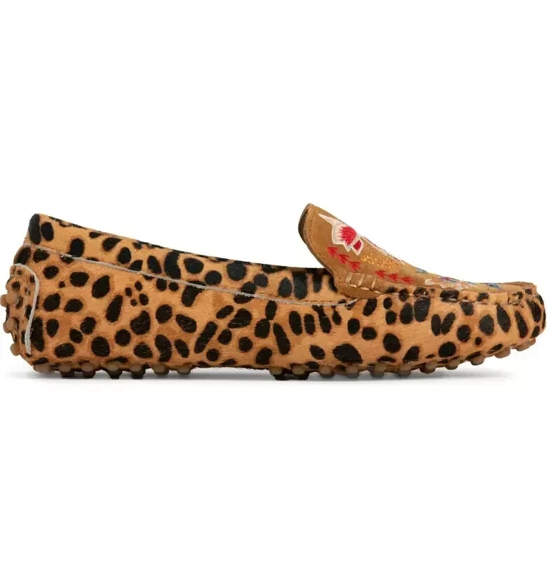 Mocasines de pelo de becerro bordados de leopardo Taline talla 6 JOHNNY WAS sin cordones + bolsa antipolvo Foto 3 de 4