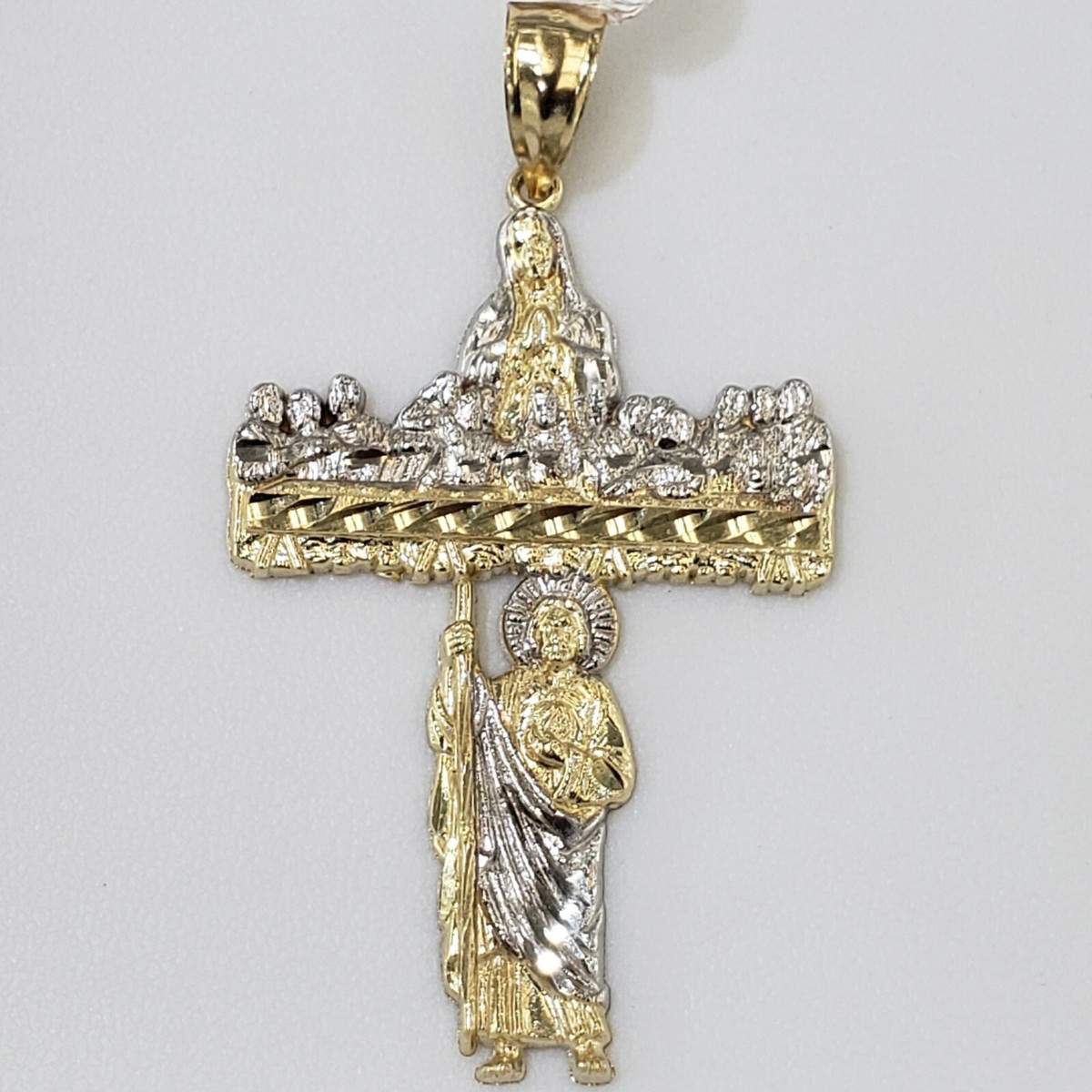 Big 10k Gold virgin Mary last supper Cross saint jude Pendant 3