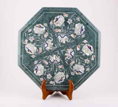 18'' antique green marble Table Top Inlay Pietra Dura Coffee center mosaic l5