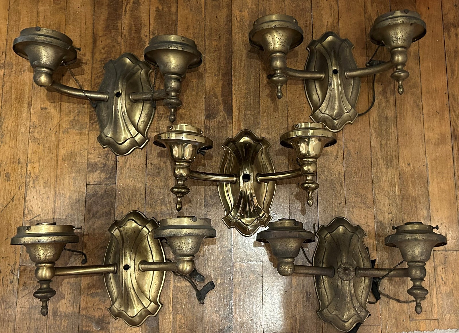 [5] Antique Brass 2Light Electric Wall Sconces eBay