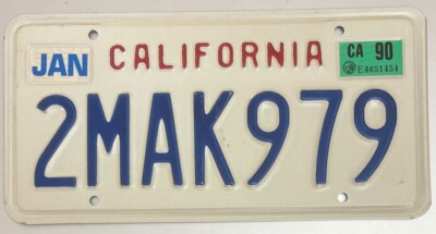 California 1990 License Plate # 2MAK979 | eBay