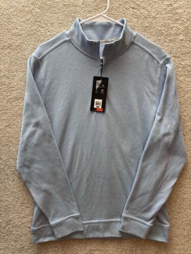 Walter Hagen Perfect 11 Midweight Pique 1/4 Zip Blue Mens Small Golf Sweater NEW