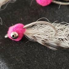 SALTWATER FLY FISHING FLIES BONEFISH PUFF SHRIMP SIZE # 6 CUSTOM TIED PINK WHITE