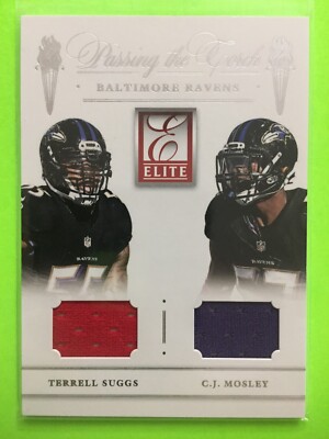 Terrell Suggs C.J. Mosley 2015 Donruss Elite Passing Torch Ravens Dual Jersey