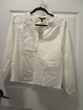 BANANA REPUBLIC PETITE COTTON BALLOON SLEEVE WHITE TOP SIZE XS NEW