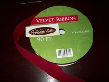 NEW VALENTINE CHRISTMAS RED VELVET BOW RIBBON DECORATING 1 1/2" 90 FT ROLL