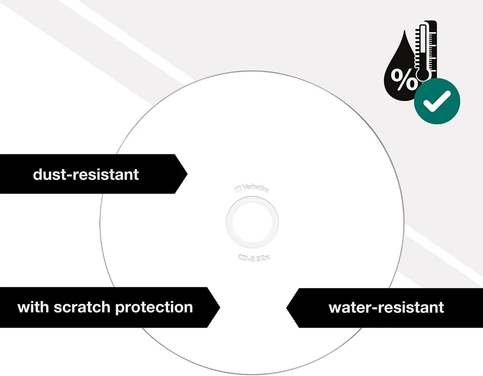 Verbatim CD-R AZO Wide Inkjet Printable 700 MB, 50er Pack Spindel, CD Rohlinge - Bild 3 von 4