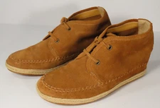 CROWN VINTAGE Tan Camel Suede Wedge Heel LACE UP Womens Shoes Size 9 M Fall