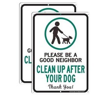 Clean Up After Your Dog Signs 2 Pack 14"x 10" Please Be a Good Neighbor Clean...