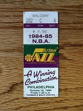 1984-85 NBA Basketball Ticket Stub Utah Jazz VS Philadelphia OCT 19th 1984