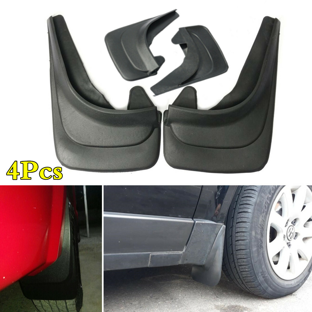 Mud Flaps Splash Guards 4pcs Car Front/Rear Wheel Soft Plastic Fenders Universal-image