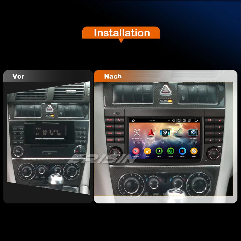 64GB Android 14 Navi Autoradio CarPlay Wifi DAB+USB Mercedes C/CLC/G-Klasse W203 - Bild 3 von 4
