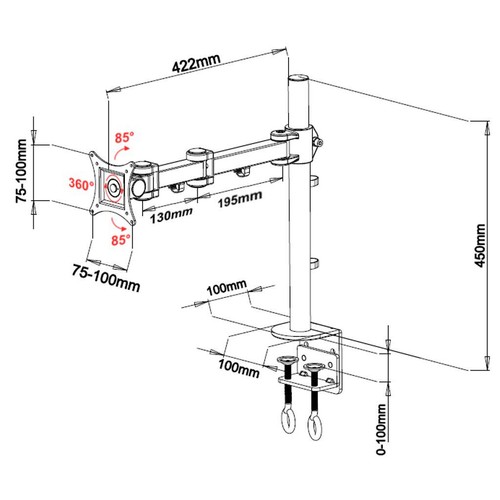 Support Moniteur Table jusqu'à 32 Pouces I Blanc I Inclinable Pivotant Hauteur Réglable - Photo 2/8