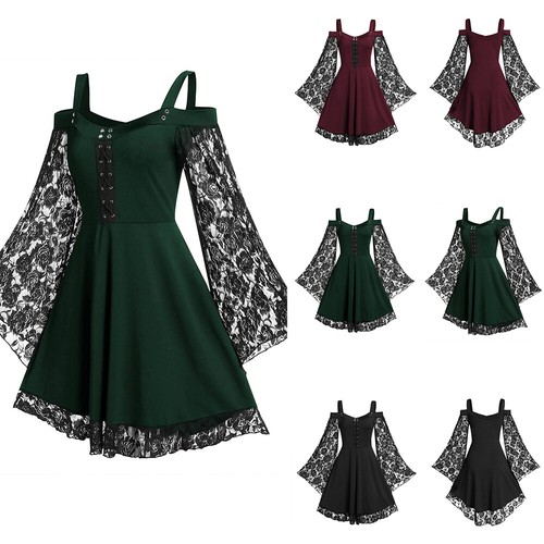 Halloween Womens Medieval Gothic Witch Dress Adult Renaissance Cosplay Costume - Picture 10 of 14