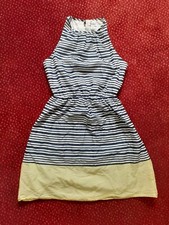 Old Navy Dress Size XS Extra Small Striped Yellow And Navy Blue