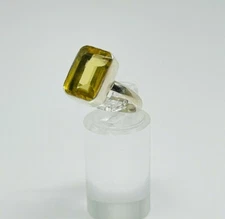 Gorgeous Sparkling Yellow Topaz Stone Ring 925 Silver Size P~P1/2 #16383