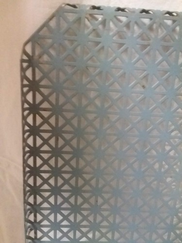 Vintage MCM Atomic Mesh Wall Shelves 24x9 Gray Punched Metal Wire 4 Available - Picture 4 of 22