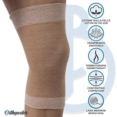 BEMAN 553 GINOCCHIERA ORTOPEDICA LANA MERINOS E COTONE SUPPORTO GINOCCHIO BEIGE