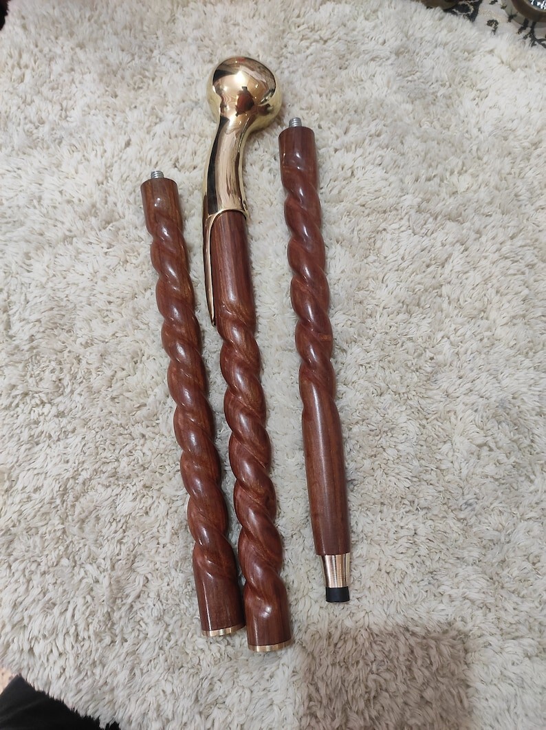 New Solid Brass Knob Head handle Walking Cane Vin… - image 3